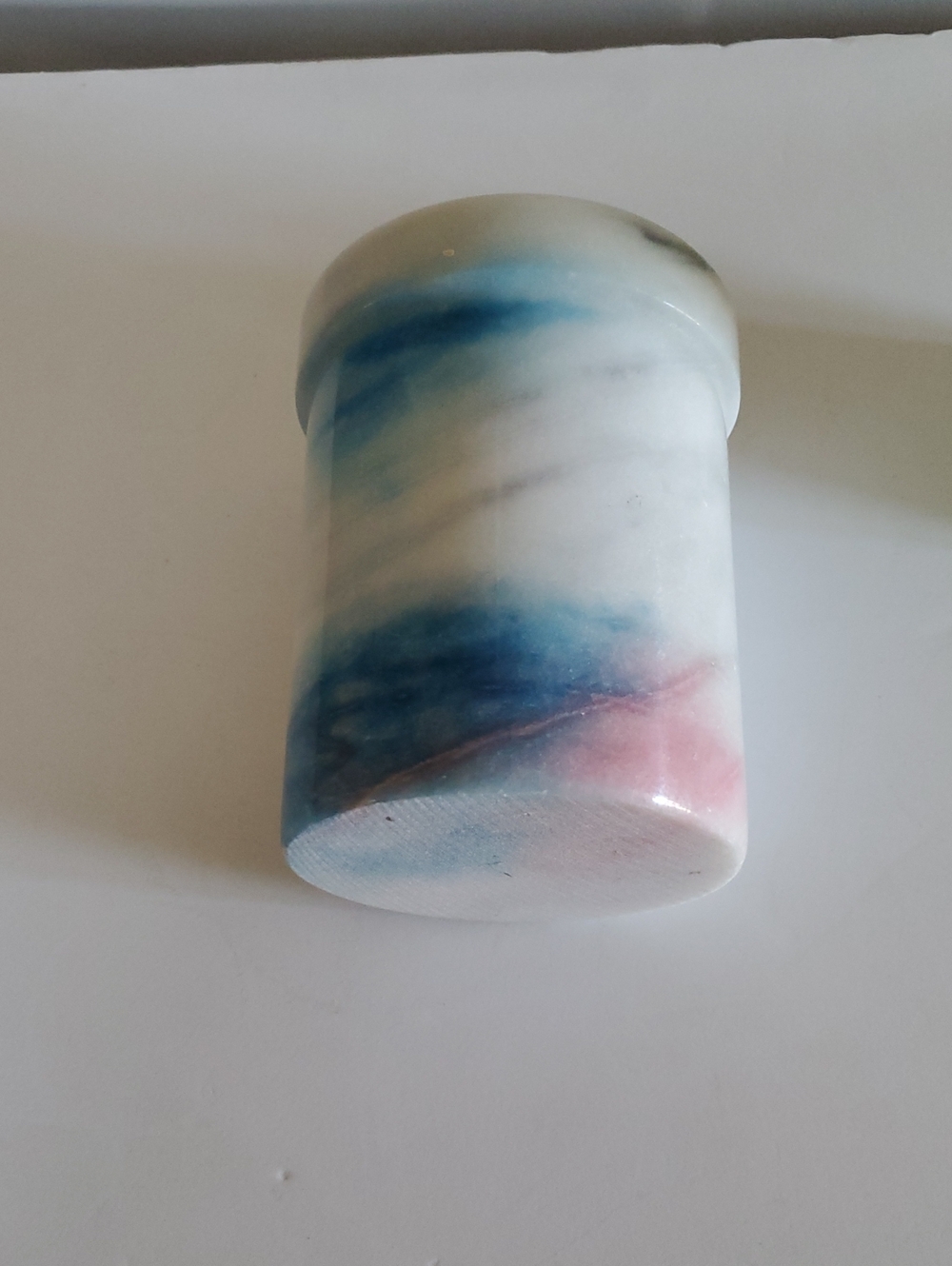 Handcrafted Blue and Pink Marble Decorative Cylinder - Home Art/ Wine Cooler